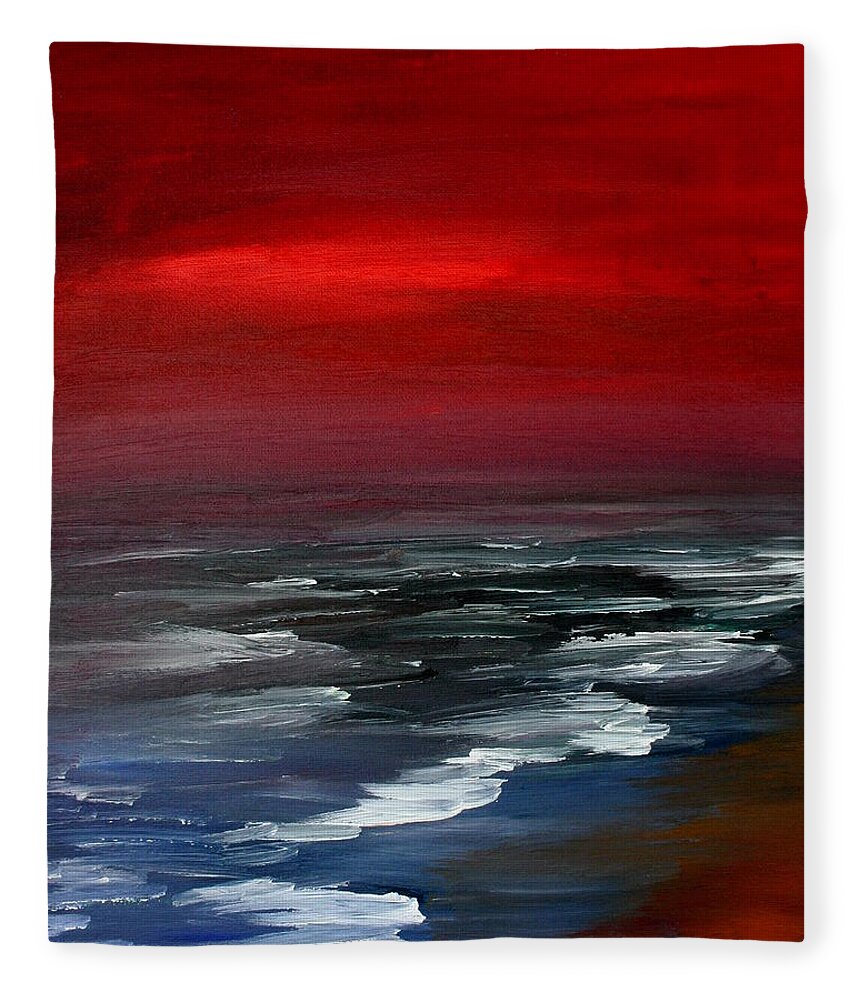 Sunset Fleece Blanket featuring the painting Red For Love by Julie Lueders 