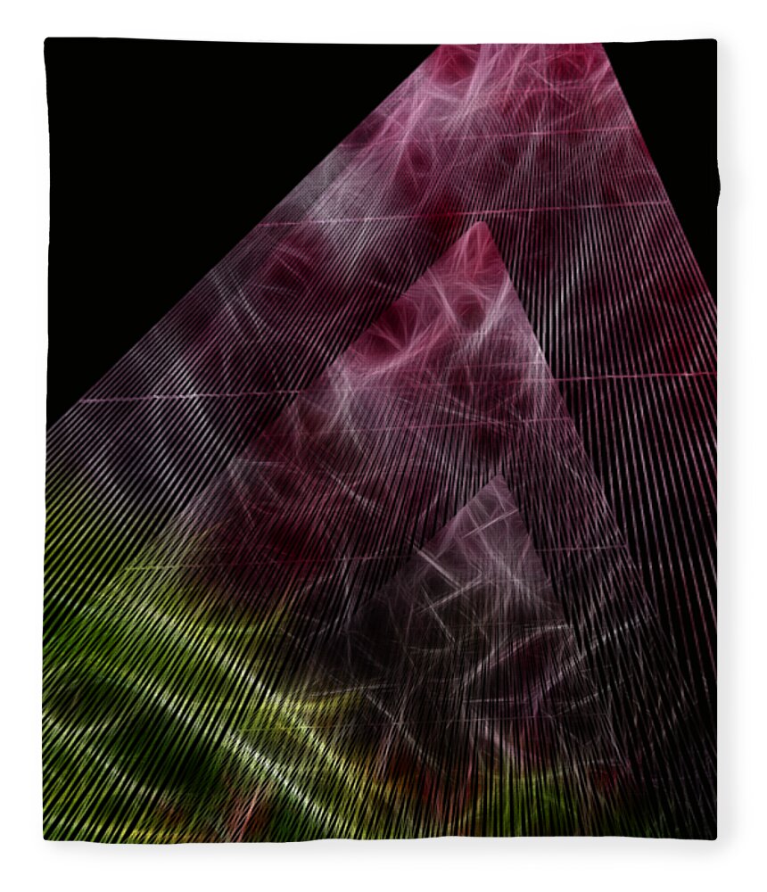 Abstract Art Fleece Blanket featuring the digital art Red Green Triangle by Crystal Wightman
