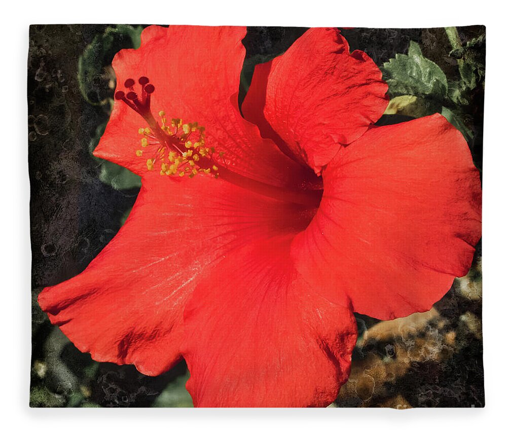 Hibiscus Fleece Blanket featuring the photograph Red Hibiscus by Scott and Dixie Wiley