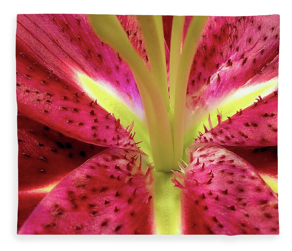 Nature Fleece Blanket featuring the photograph Red Lily Closeup by Linda Carruth