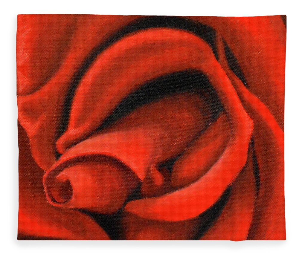 Rose Fleece Blanket featuring the painting Red Lips by Thu Nguyen