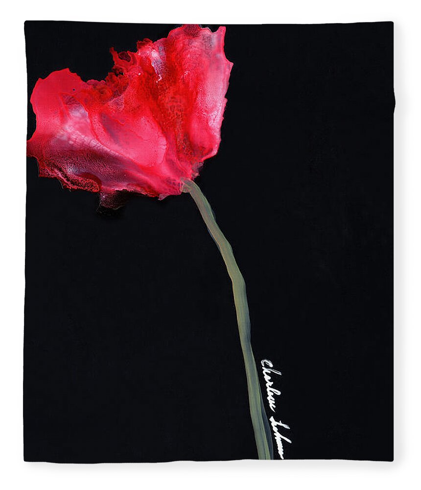 Red Poppy Fleece Blanket featuring the painting Red Poppy by Charlene Fuhrman-Schulz