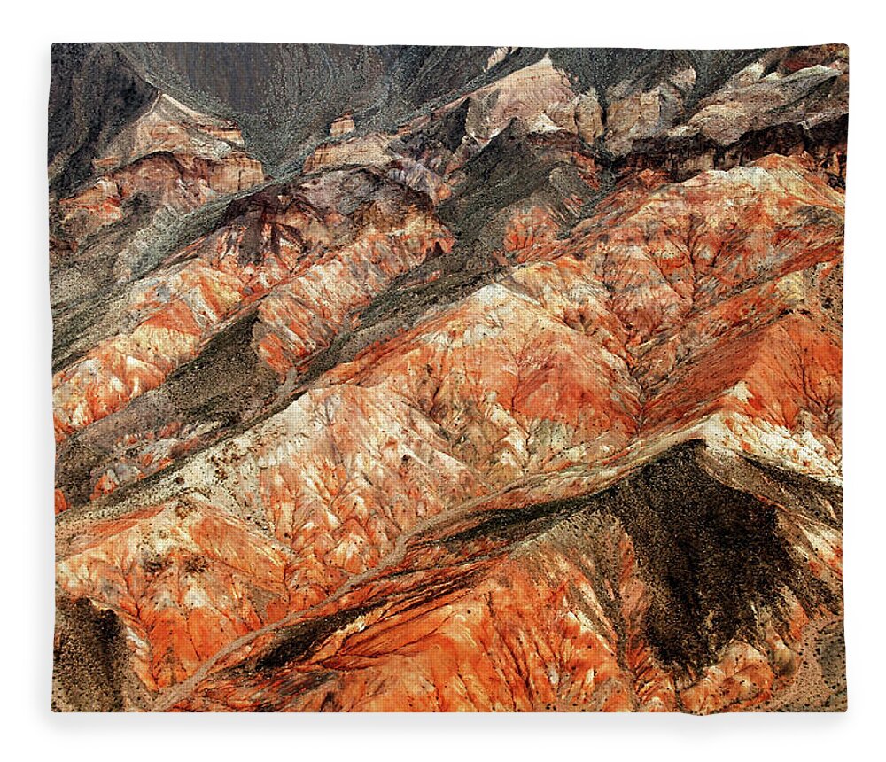 Abstract Fleece Blanket featuring the photograph Red Ridges by Debbie Oppermann