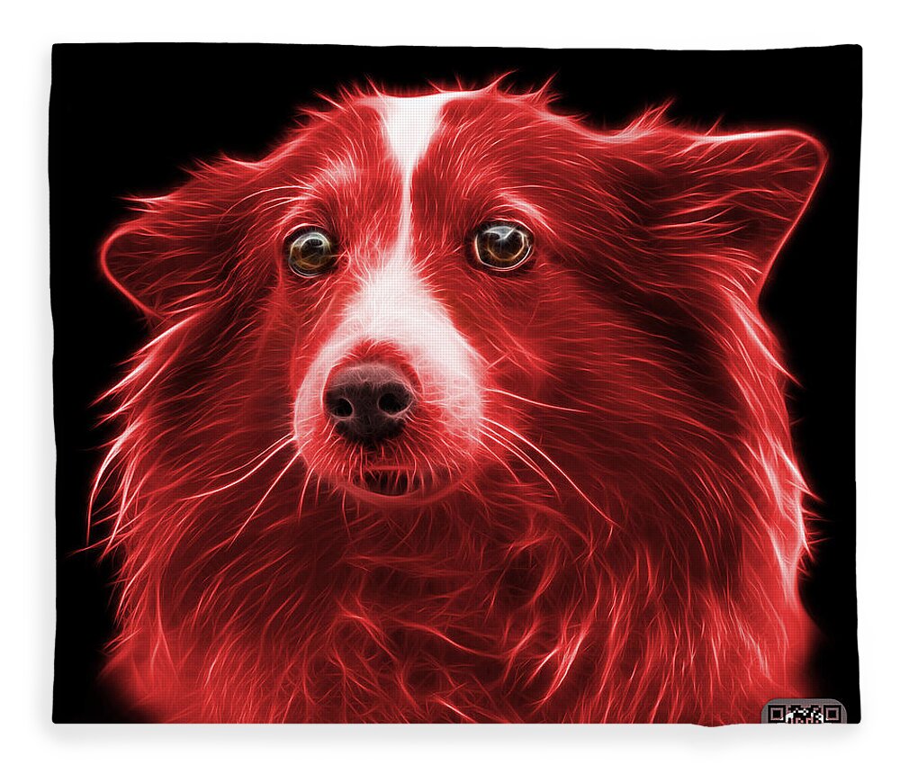 Sheltie Fleece Blanket featuring the mixed media Red Shetland Sheepdog Dog Art 9973 - BB by James Ahn