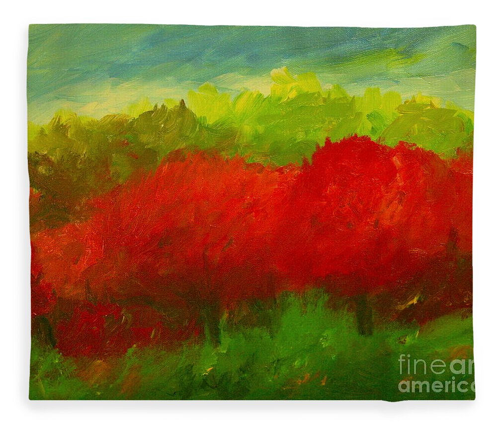 Cherries Fleece Blanket featuring the painting Red Sweet Cherry Trees by Julie Lueders 