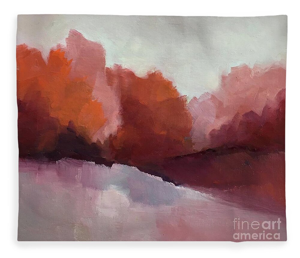 Landscape Fleece Blanket featuring the painting Red Valley by Michelle Abrams
