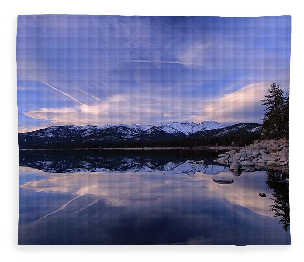 Lake Tahoe Fleece Blanket featuring the photograph Reflection in Winter by Sean Sarsfield