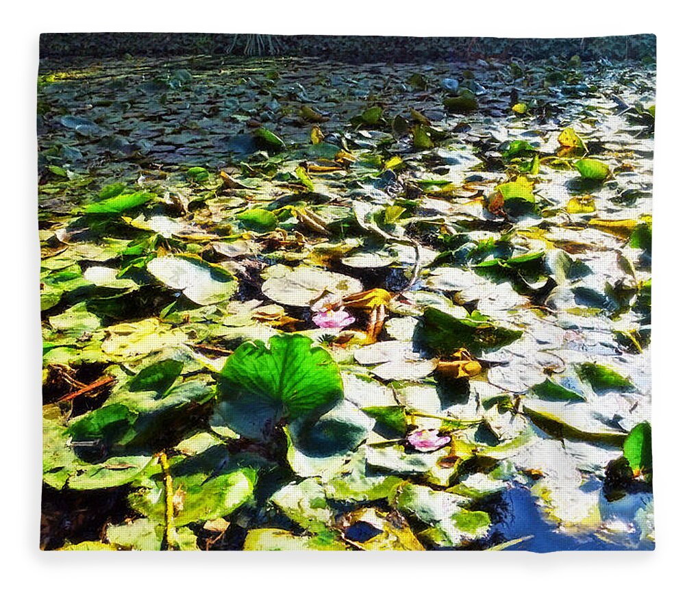 Lily Pond Fleece Blanket featuring the photograph Reflections Across The Lily Pond by Glenn McCarthy Art and Photography