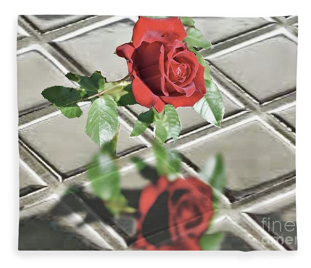 Rose Fleece Blanket featuring the photograph Reflections of a Red Rose by Janette Boyd