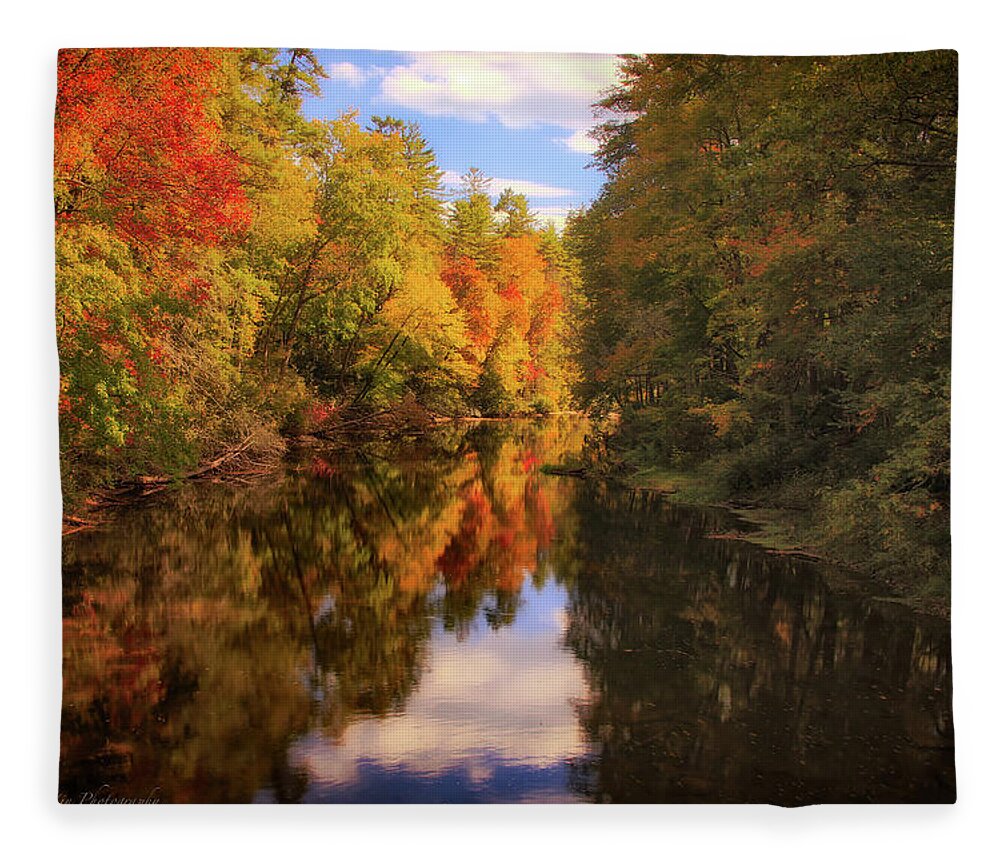 River Fleece Blanket featuring the photograph Reflections of Autumn by C Renee Martin