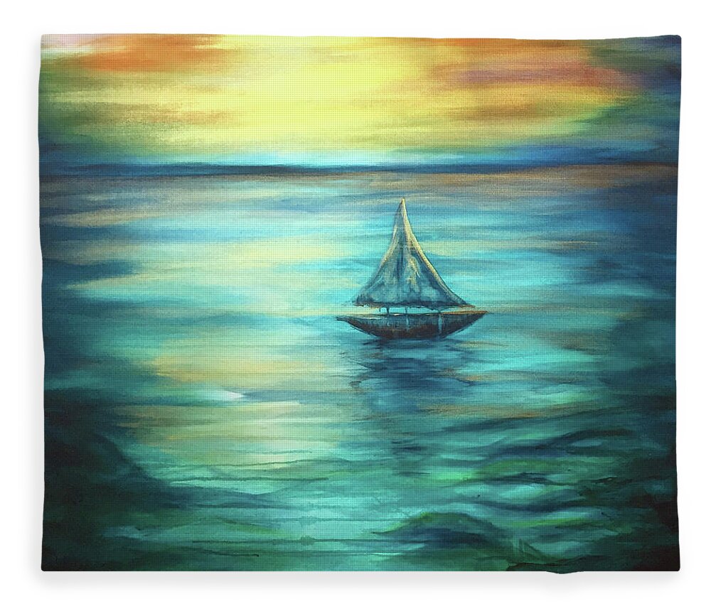 Reflections Fleece Blanket featuring the painting Reflections of Peace by Michelle Pier