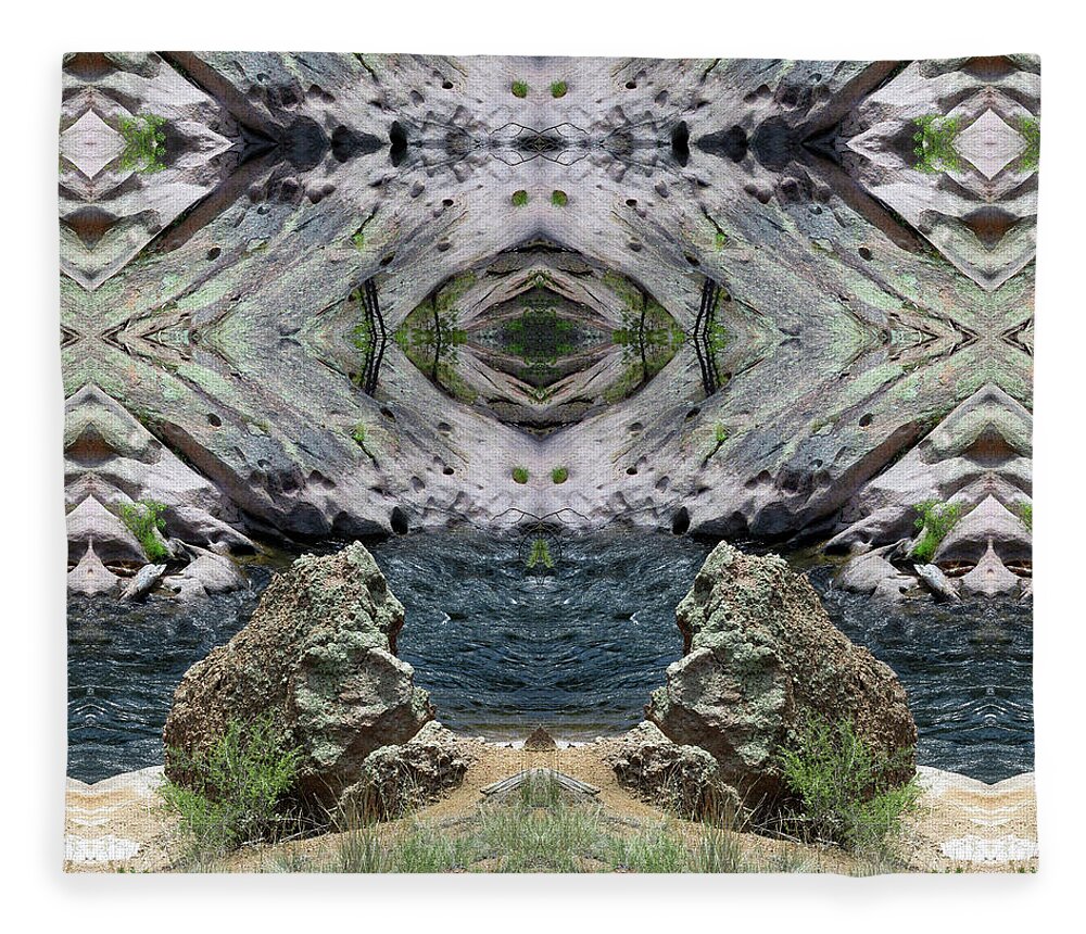 Surrealistic Fleece Blanket featuring the digital art Reflections of Self Before Entering the Vortex by Julia L Wright