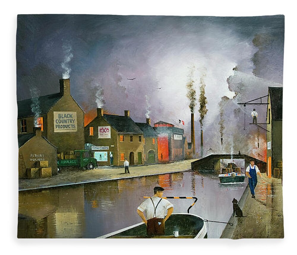 England Fleece Blanket featuring the painting Reflections Of The Black Country - England by Ken Wood