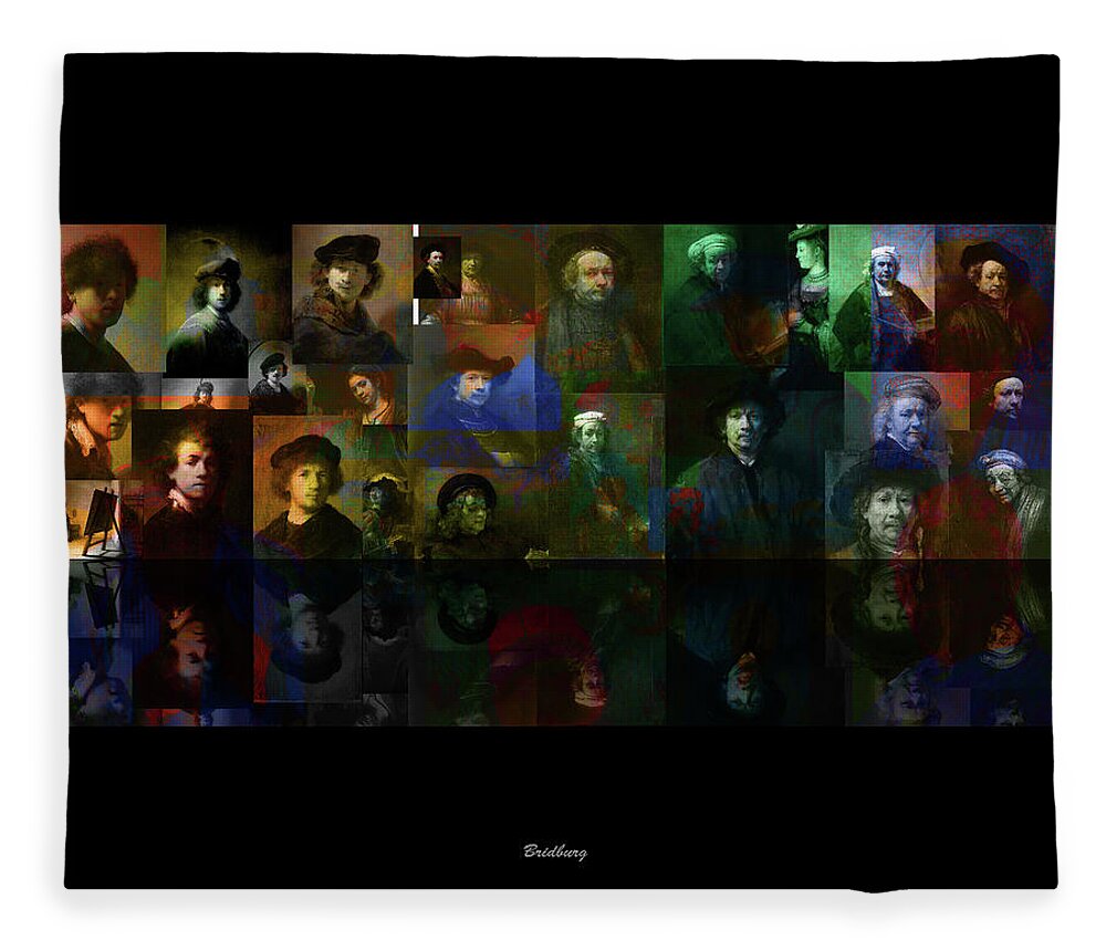 Abstract In The Living Room Fleece Blanket featuring the digital art Rembrandt and Colors by van Gogh by David Bridburg
