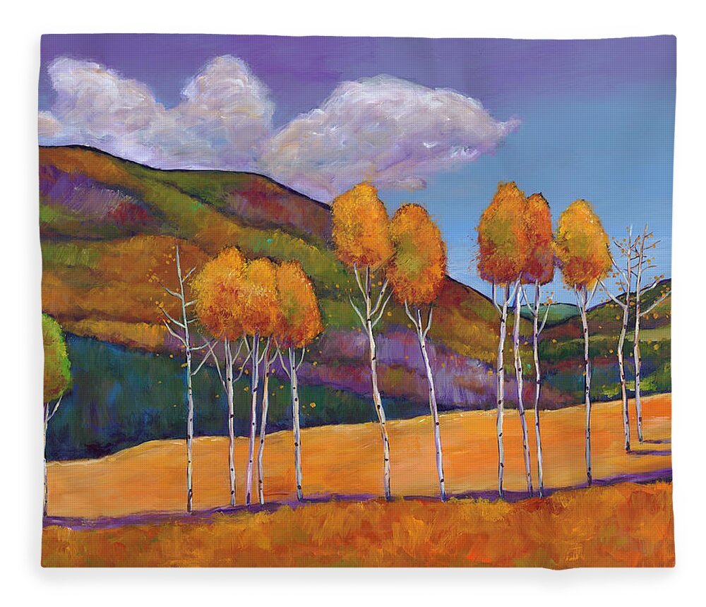 Autumn Aspen Fleece Blanket featuring the painting Reminiscing by Johnathan Harris