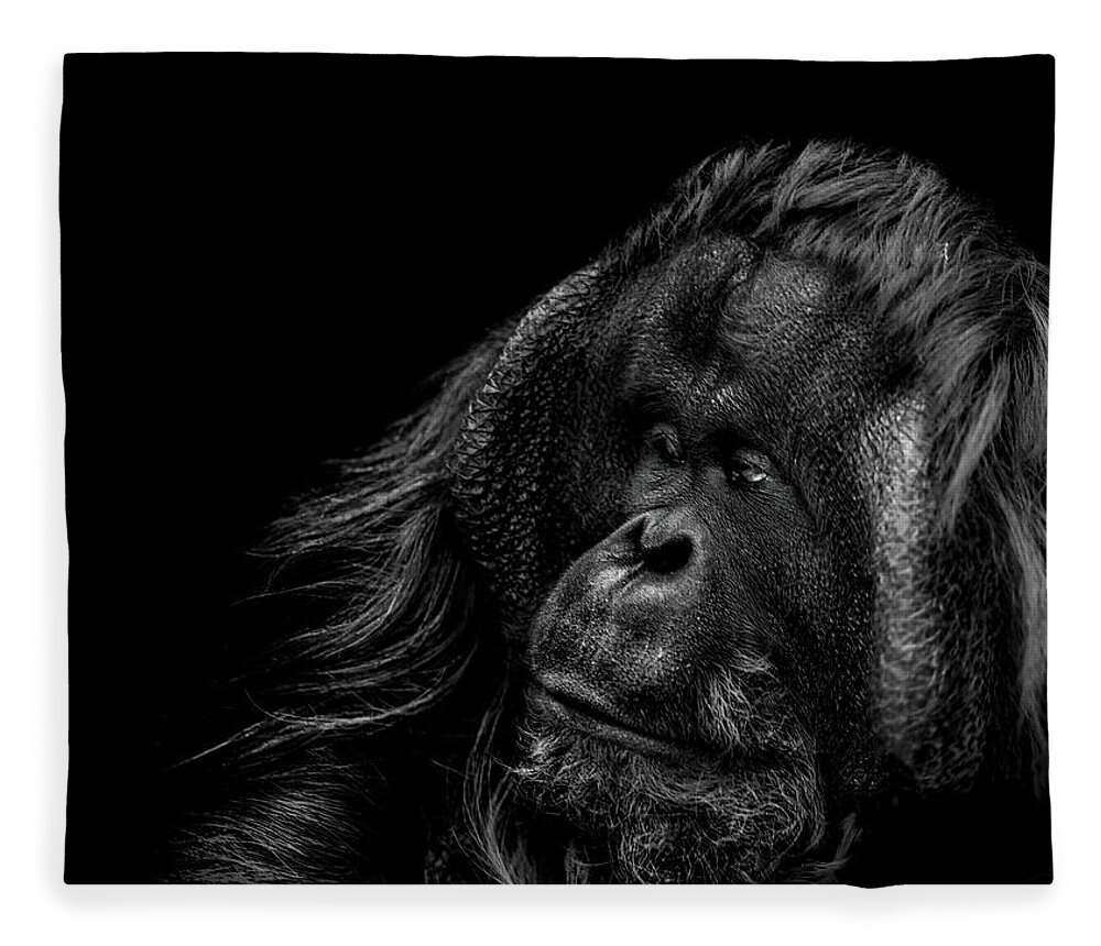 Orangutan Fleece Blanket featuring the photograph Respect by Paul Neville