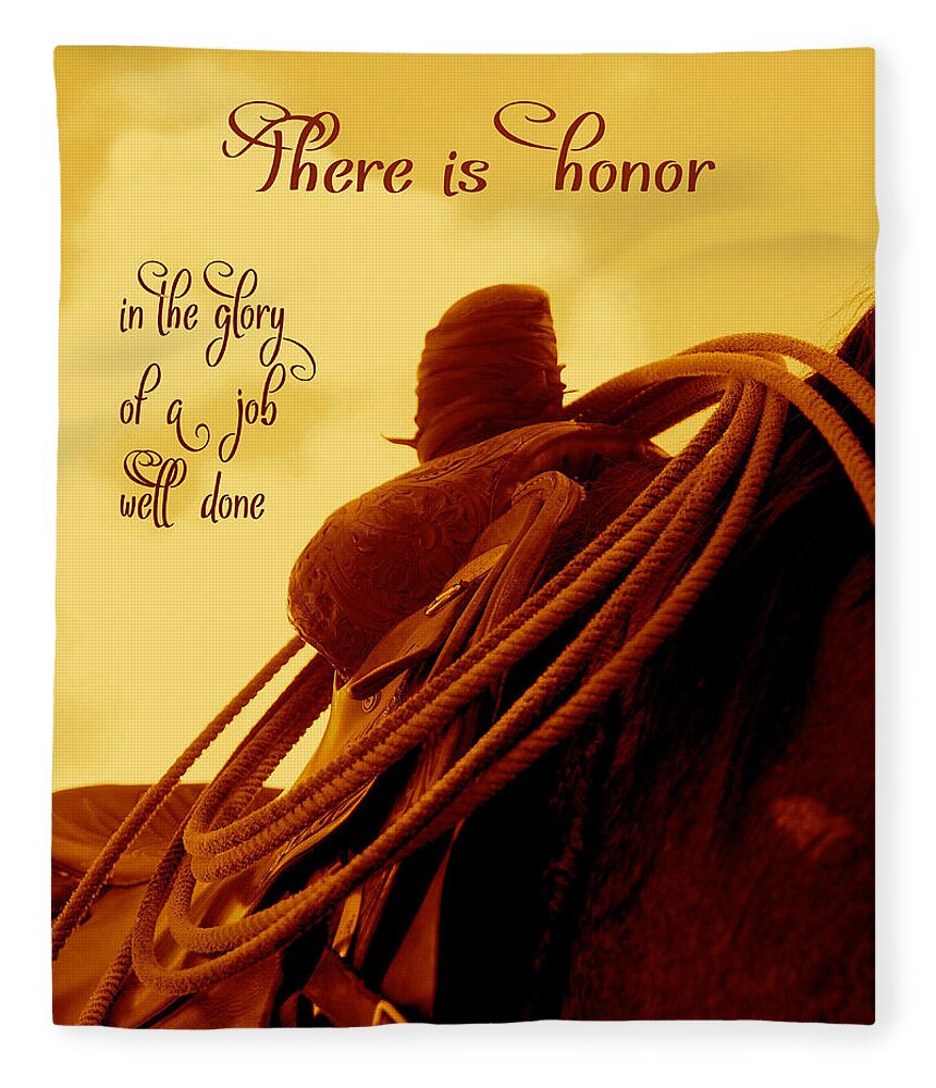 Saddle Fleece Blanket featuring the photograph Rested Western Saddle by Amanda Smith