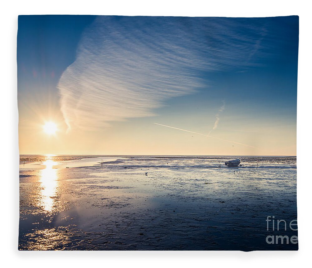 De Cocksdorp Fleece Blanket featuring the photograph resting at the Watten Sea by Hannes Cmarits