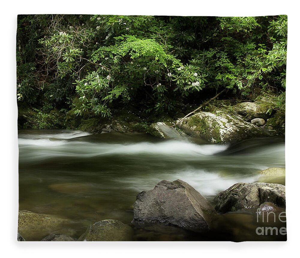 Fresh Rhododendron Fleece Blanket featuring the photograph Rhododendron Along The River 2 by Mike Eingle