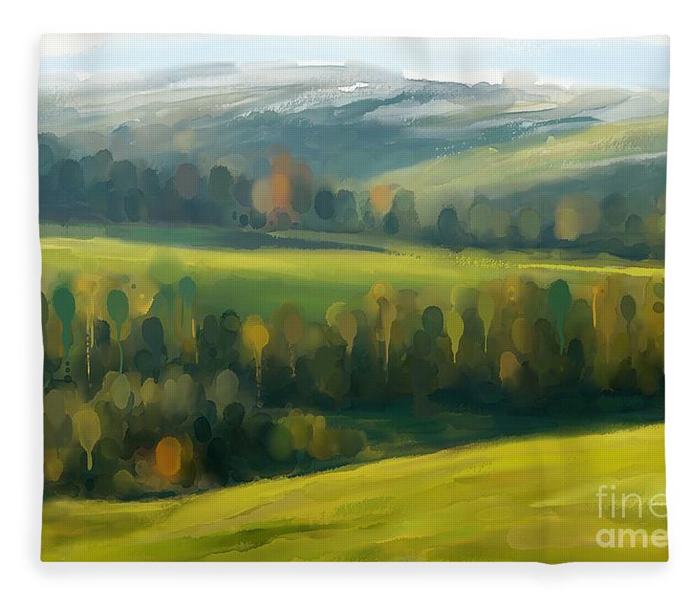 Painting Fleece Blanket featuring the painting Rich Landscape by Ivana Westin
