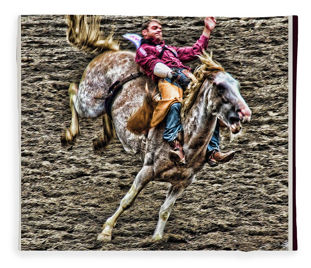 Rodeo Fleece Blanket featuring the photograph Ride em Cowboy by Ron Roberts