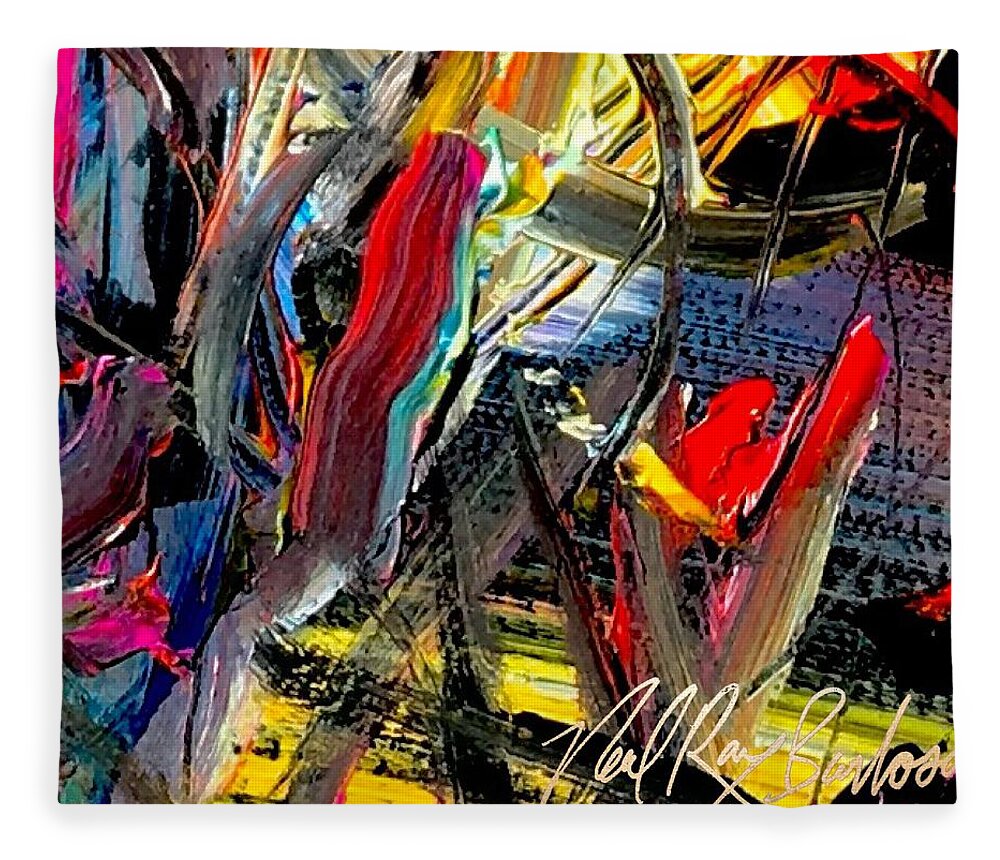 Abstract Fleece Blanket featuring the painting Rinestone Highway by Neal Barbosa
