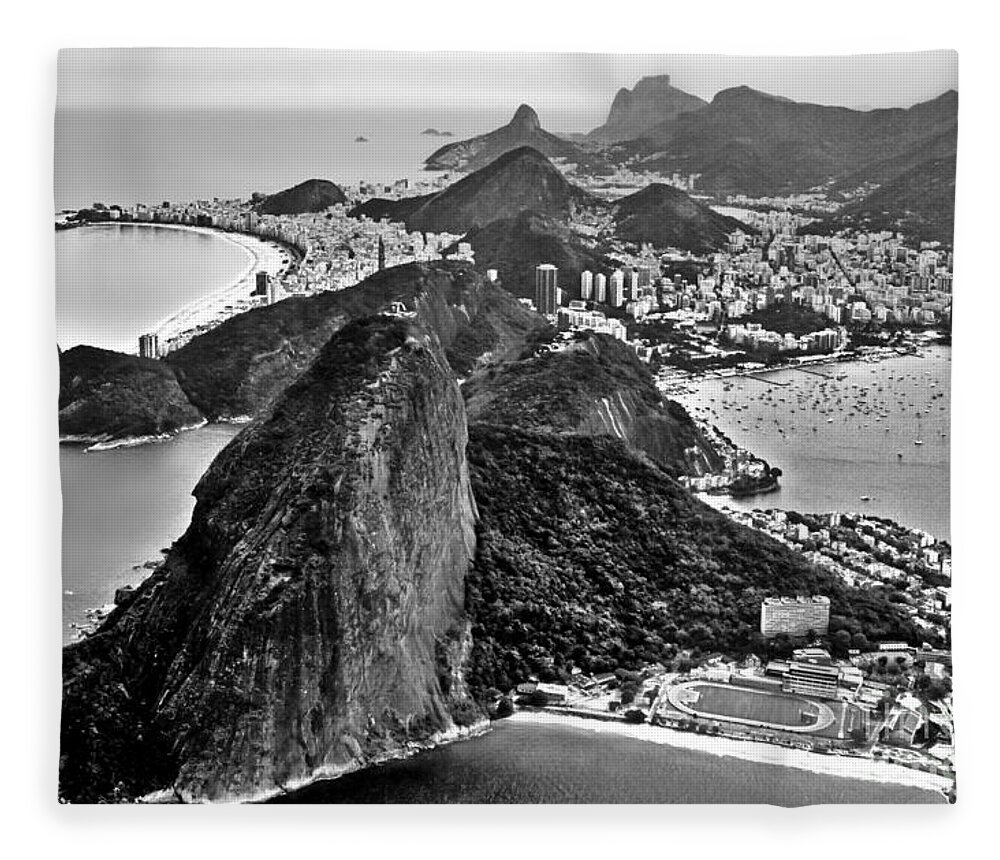 Copacabana Fleece Blanket featuring the photograph Rio de Janeiro - Sugar Loaf, Corcovado and Baia de Guanabara by Carlos Alkmin