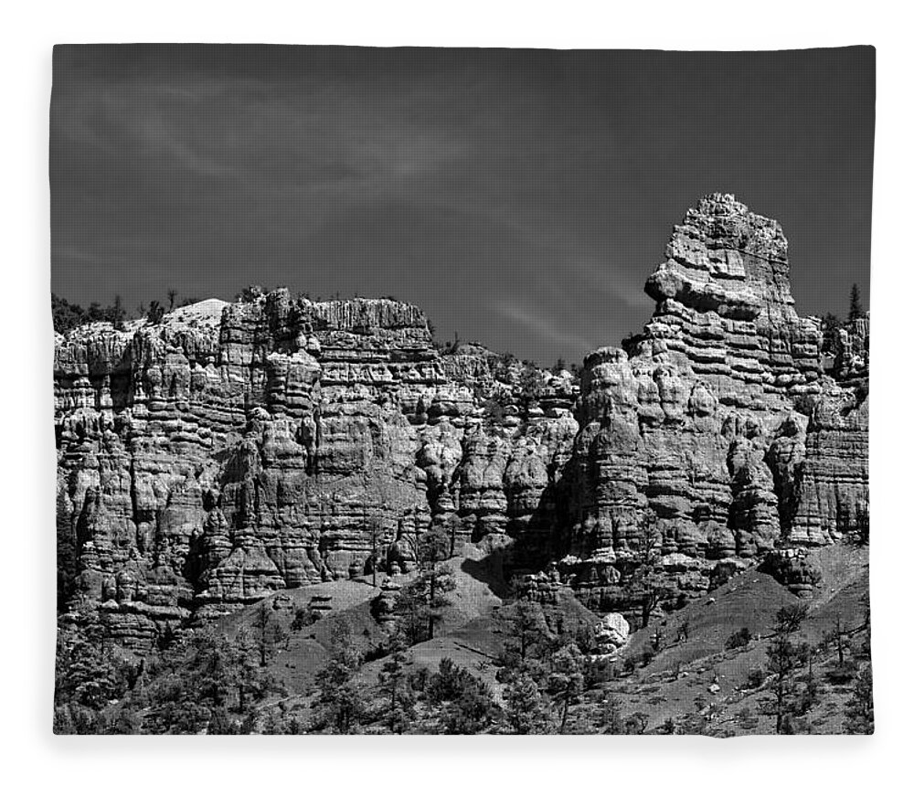 Canyon Fleece Blanket featuring the photograph Rippled Walls B-W by Christopher Holmes
