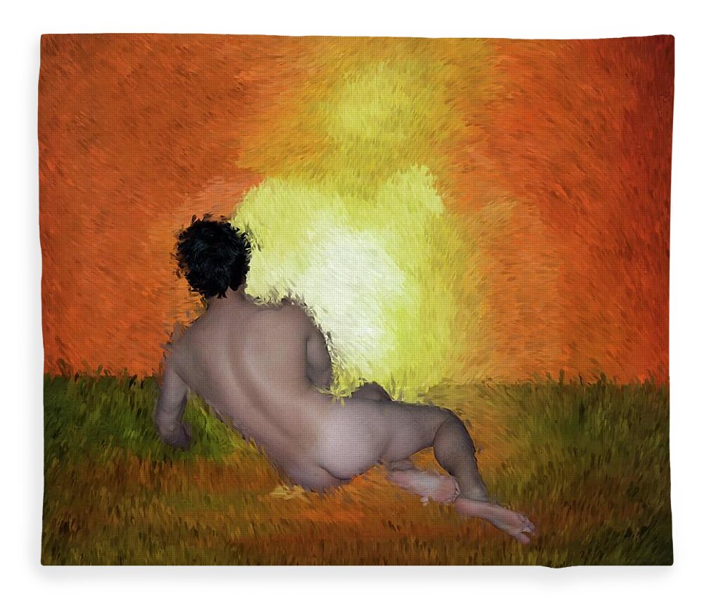 Rising Fleece Blanket featuring the painting Rising to Greet Apollo by Troy Caperton