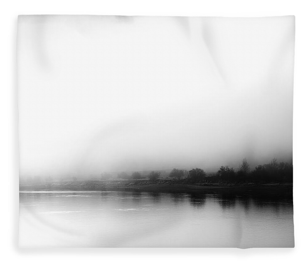 Mist Fleece Blanket featuring the photograph River Mist Haiku by Theresa Tahara
