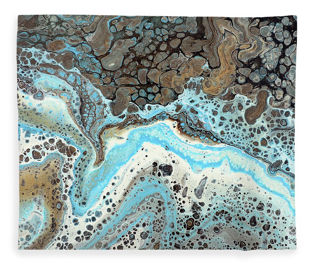 River Fleece Blanket featuring the painting River Run by Tamara Nelson