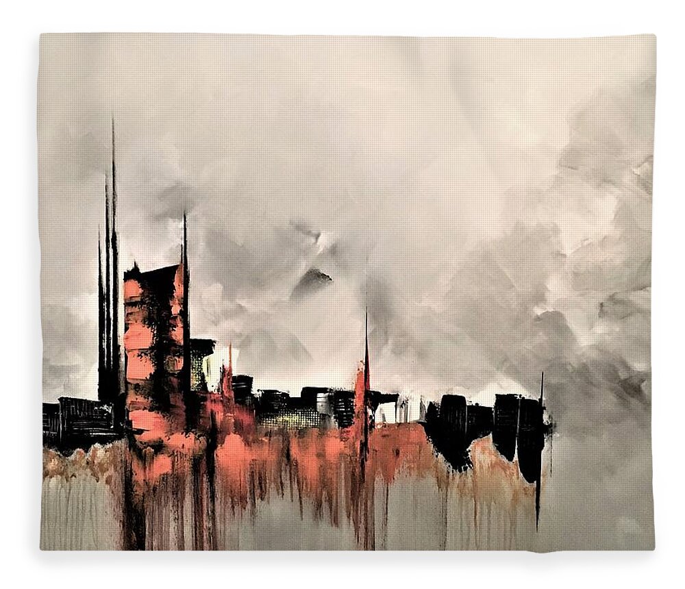 Abstract Fleece Blanket featuring the painting Riveting by Soraya Silvestri