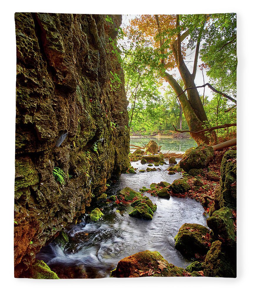 River Fleece Blanket featuring the photograph Roaring Spring by Robert Charity