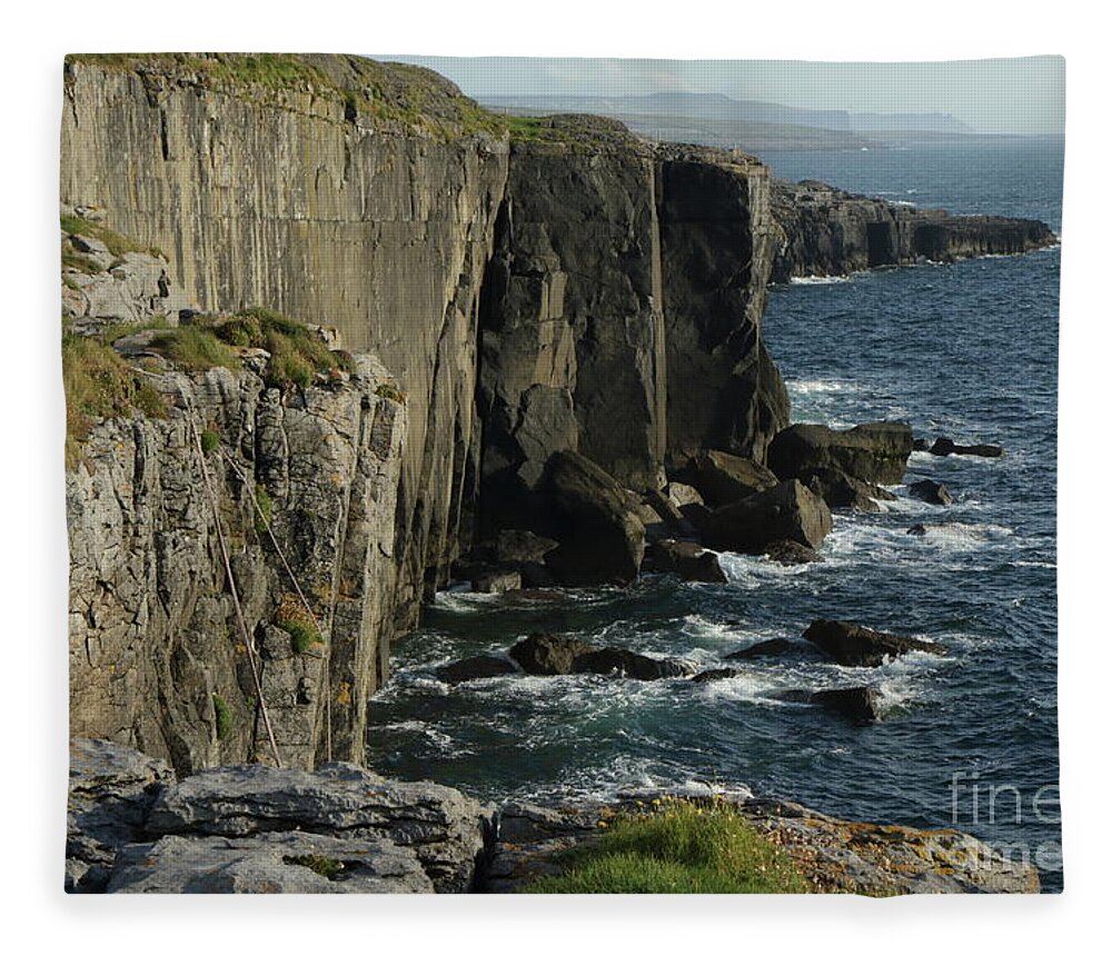 Burren Co Clare Ireland Wildatlanticway Rock Climbing Atlantic Ocean Waves Seascape Landscape Photography Pskeltonphoto Fleece Blanket featuring the photograph Rock climbing Burren by Peter Skelton