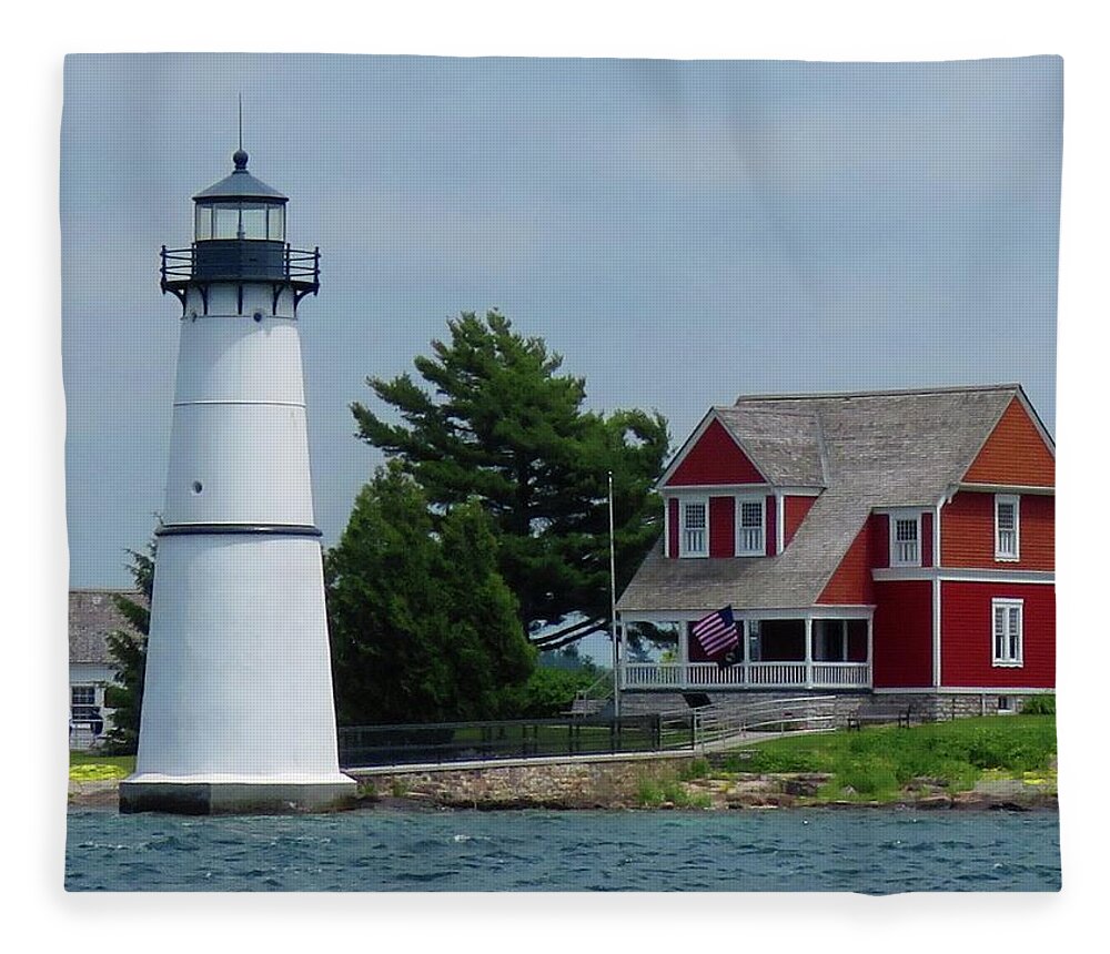 Rock Island Fleece Blanket featuring the photograph Rock Island Lighthouse July by Dennis McCarthy