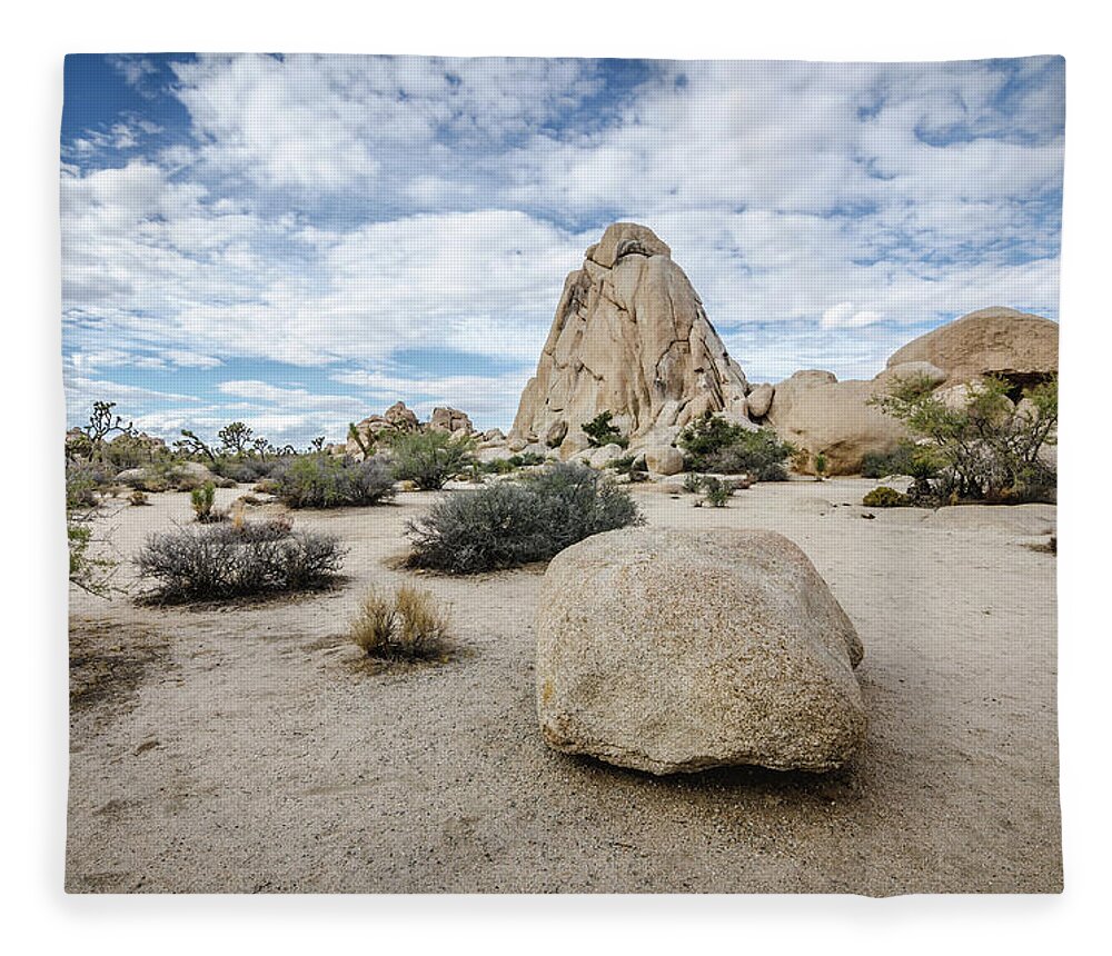Joshua Tree Fleece Blanket featuring the photograph Rock Tower by Margaret Pitcher
