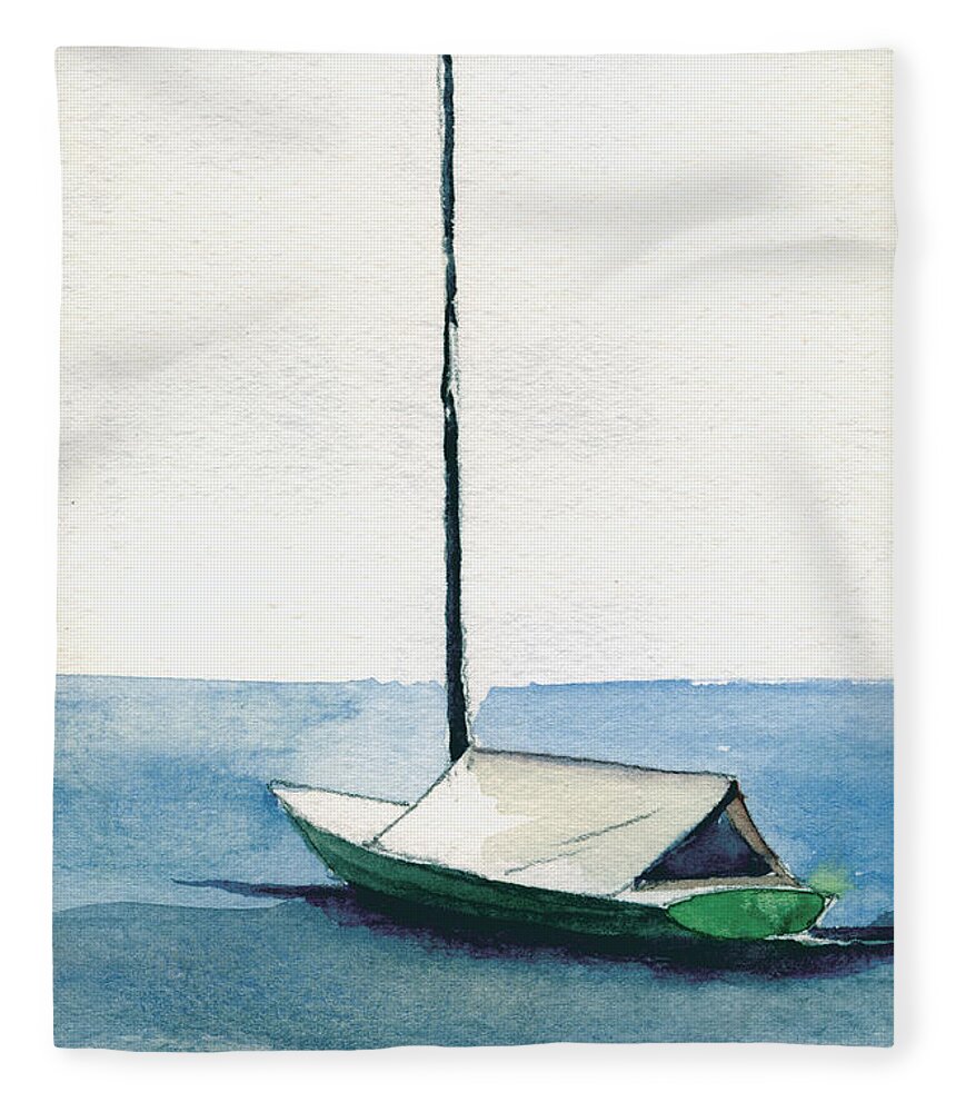 Seascape Fleece Blanket featuring the painting Rockport Boat Study by Paul Gaj