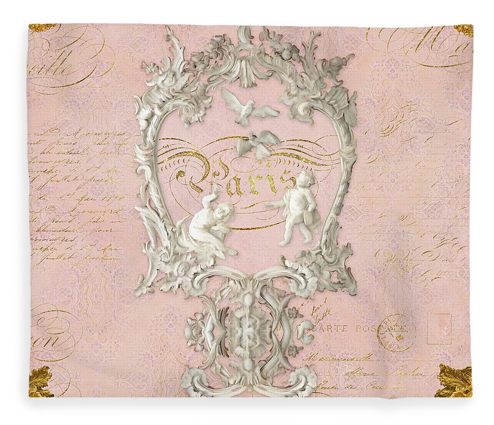 Baroque Fleece Blanket featuring the painting Rococo Versailles Palace 1 Baroque Plaster Vintage by Audrey Jeanne Roberts