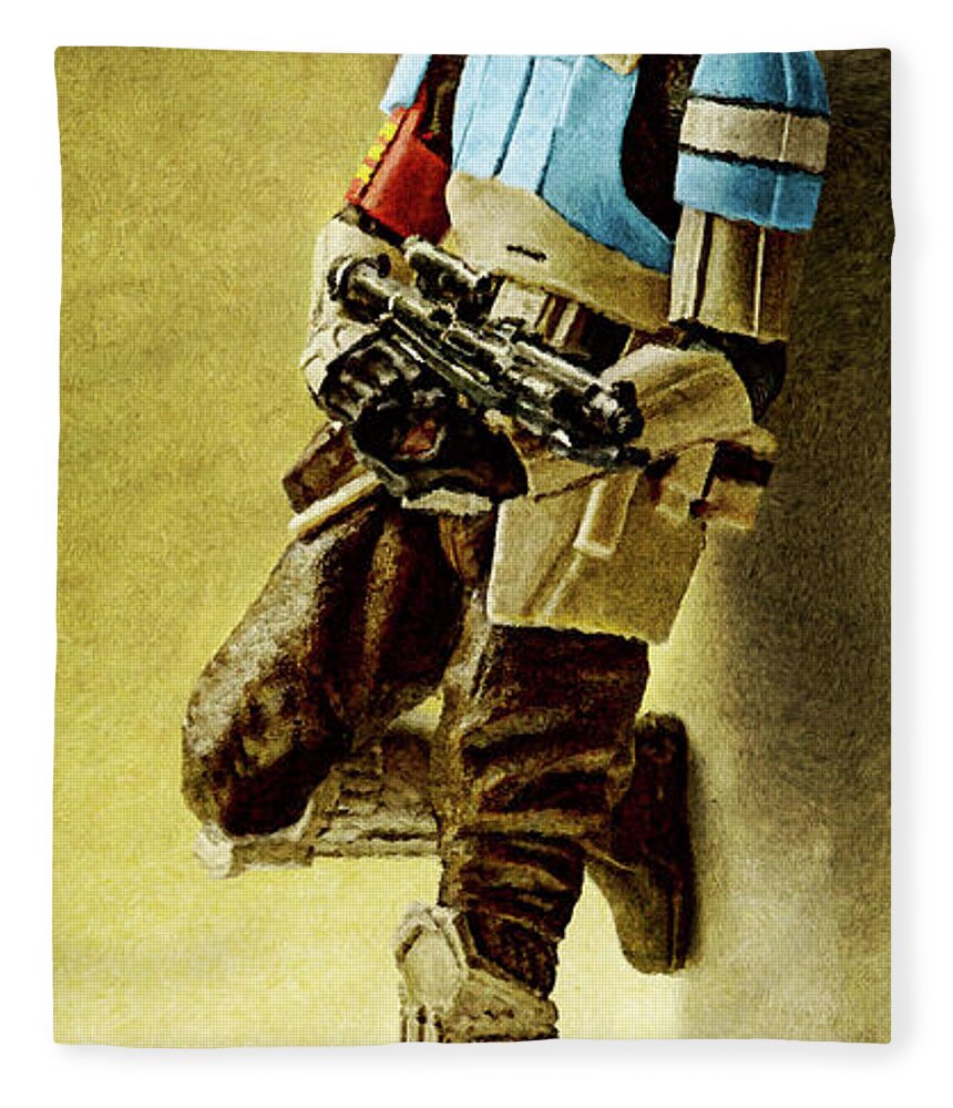 Rogue One Fleece Blanket featuring the digital art Rogue One Scarif Stormtrooper - Narrow version by Weston Westmoreland