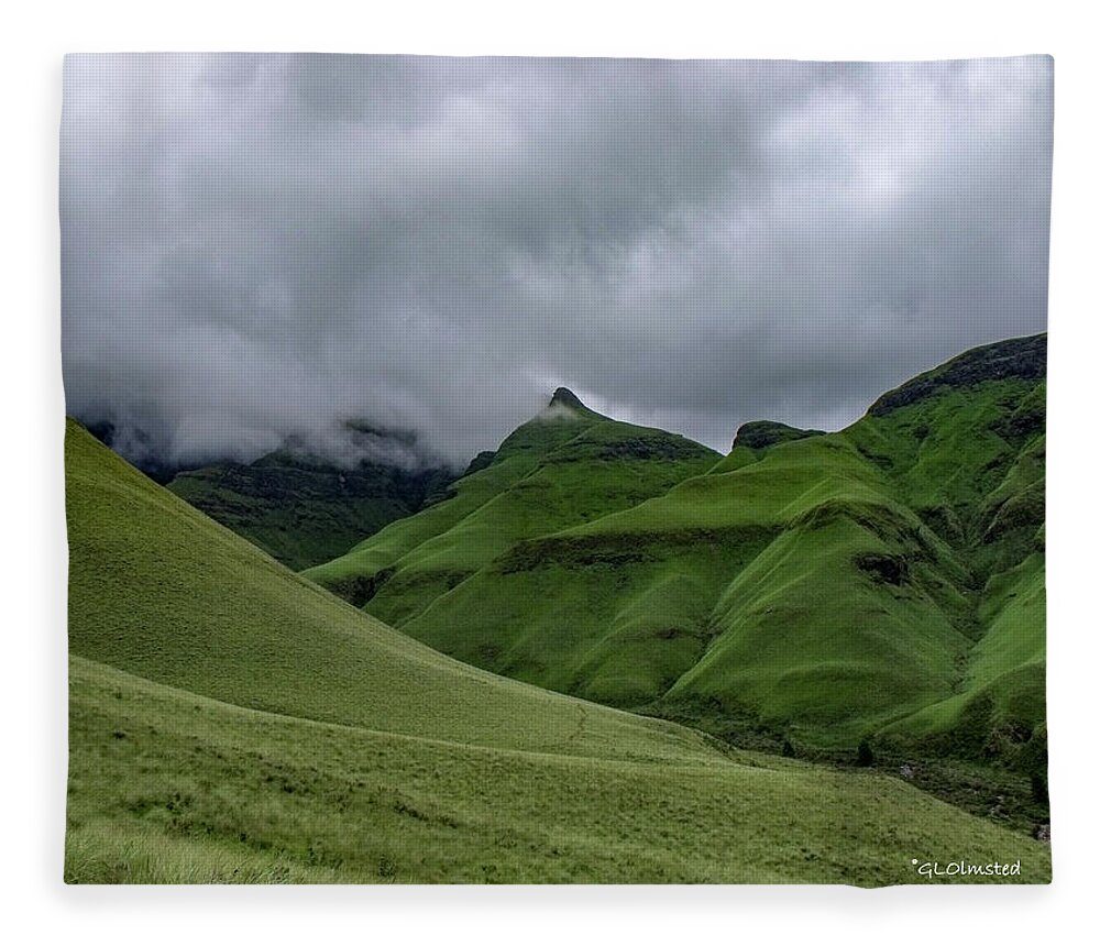Mountains Fleece Blanket featuring the photograph Rolling green Drakensberg Mountains by Gaelyn Olmsted