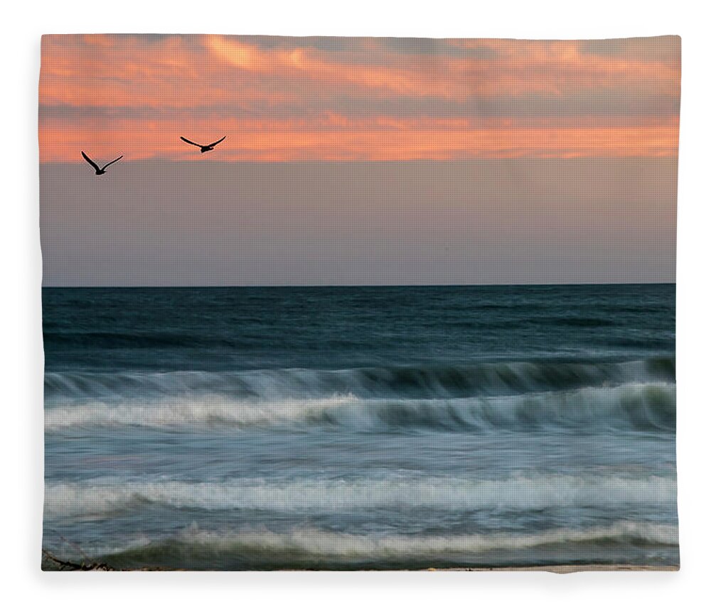 Ocean Fleece Blanket featuring the photograph Rolling Waves by Cathy Kovarik