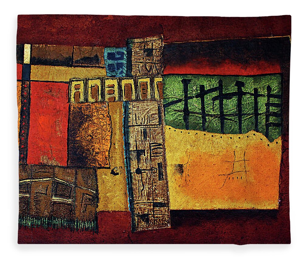 Abstract Fleece Blanket featuring the painting Roots by Michael Nene