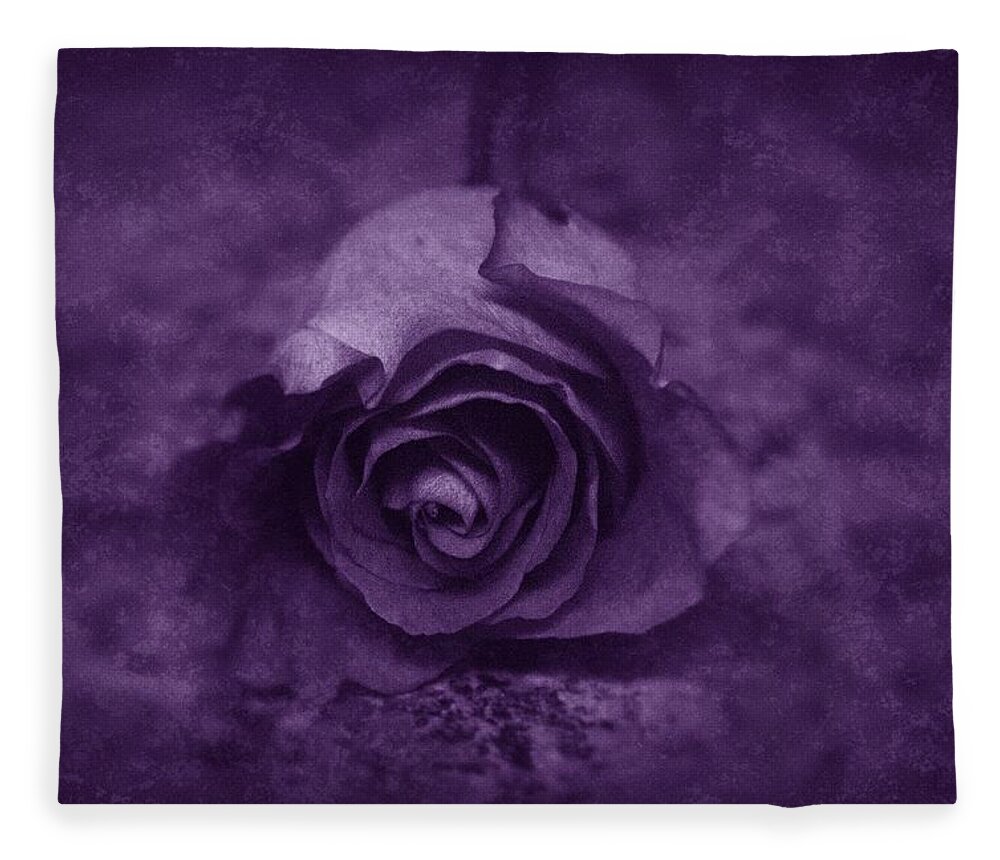 Purple Fleece Blanket featuring the photograph Rose - Purple by Angie Tirado