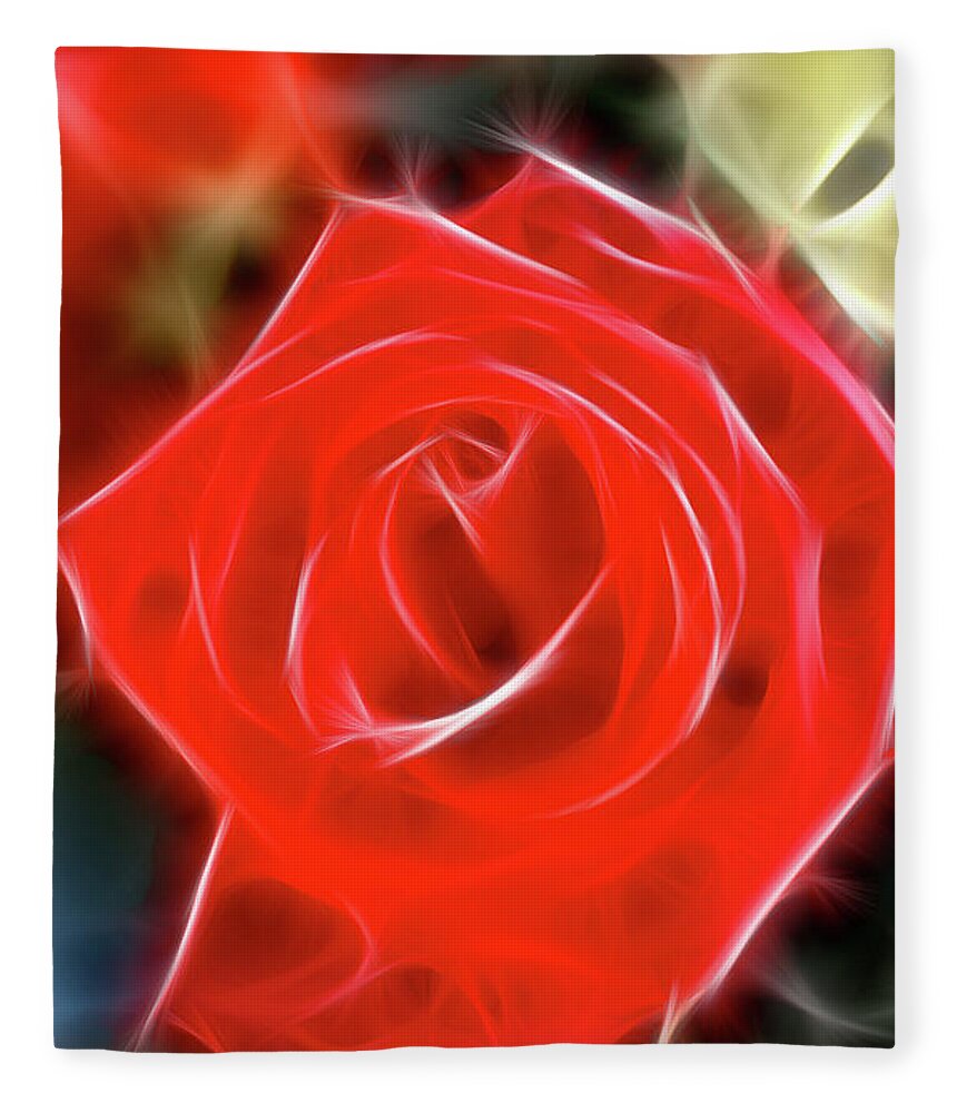 Rose Fleece Blanket featuring the photograph Rose-5827-Fractal by Gary Gingrich Galleries