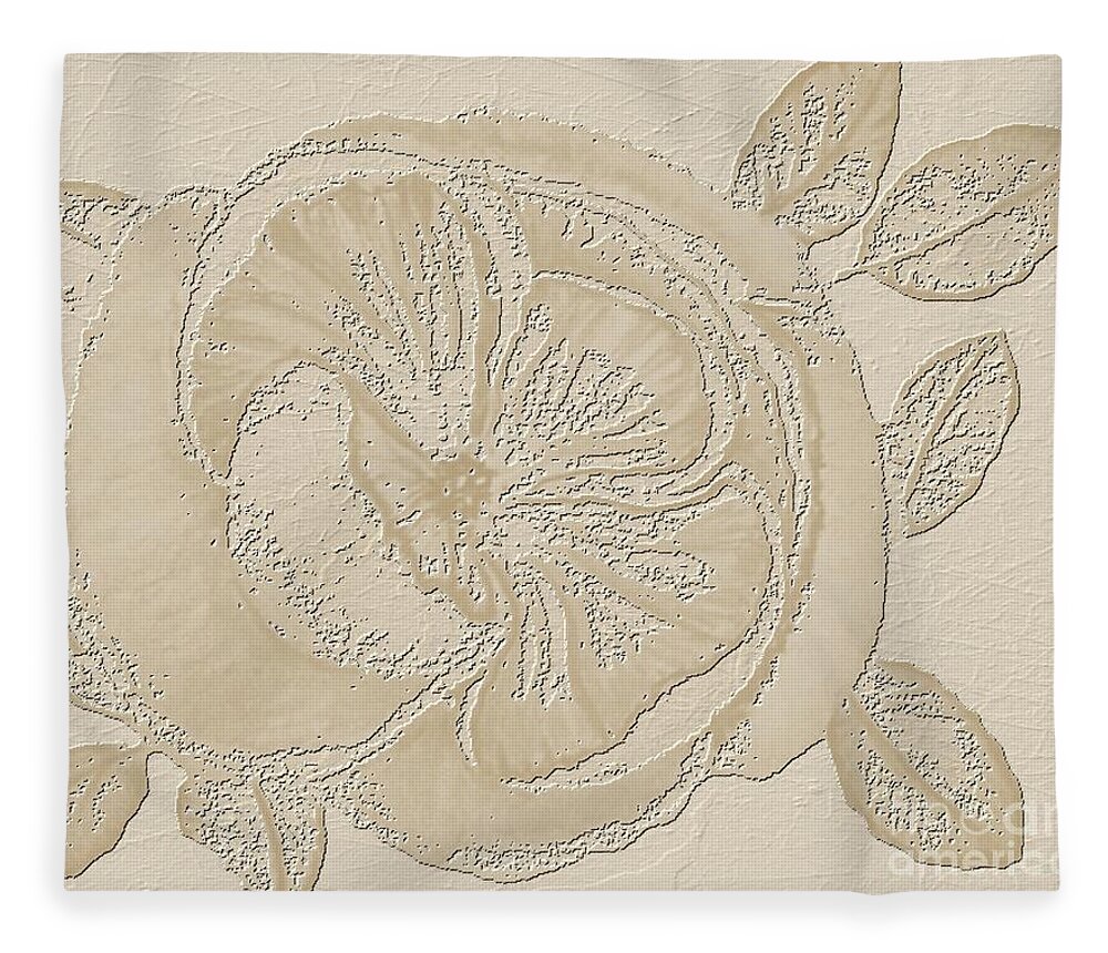 Mixed Medium Fleece Blanket featuring the digital art Rose Fossil by Delynn Addams
