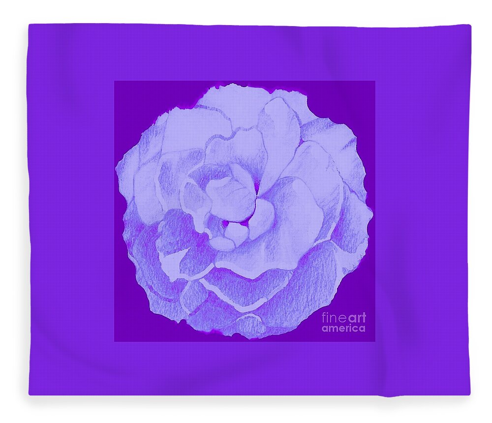 Rose Fleece Blanket featuring the digital art Rose On Purple by Helena Tiainen