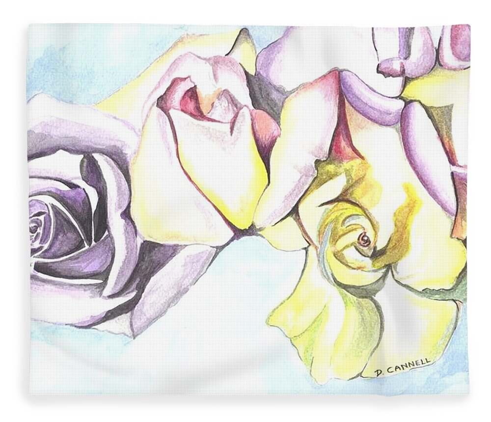 Love Fleece Blanket featuring the painting Roses study by Darren Cannell