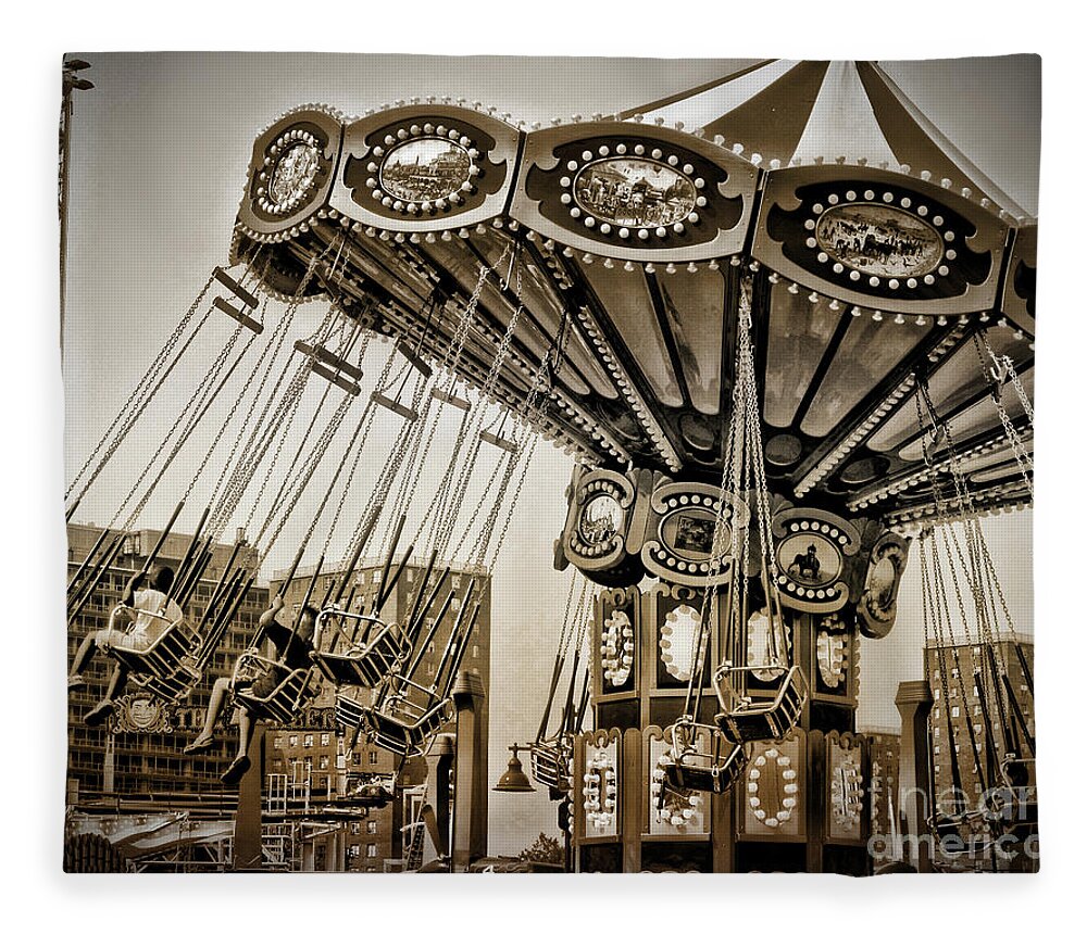 Coney Island Fleece Blanket featuring the photograph Round and Round in Coney by Onedayoneimage Photography