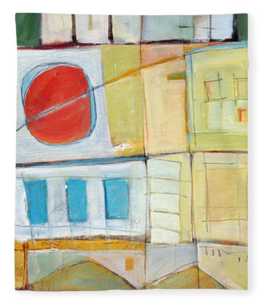 House Fleece Blanket featuring the painting Rowhouse No. 2 by Tim Nyberg