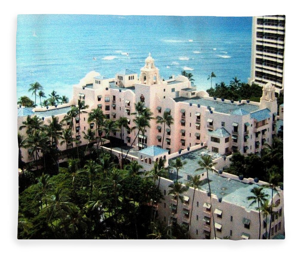 1986 Fleece Blanket featuring the photograph Royal Hawaiian Hotel by Will Borden